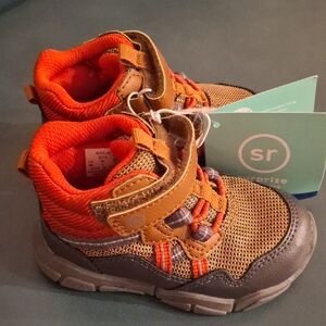 Stride Right-Boy's Woolum Brown Mesh Strap-on High-top Sneakers